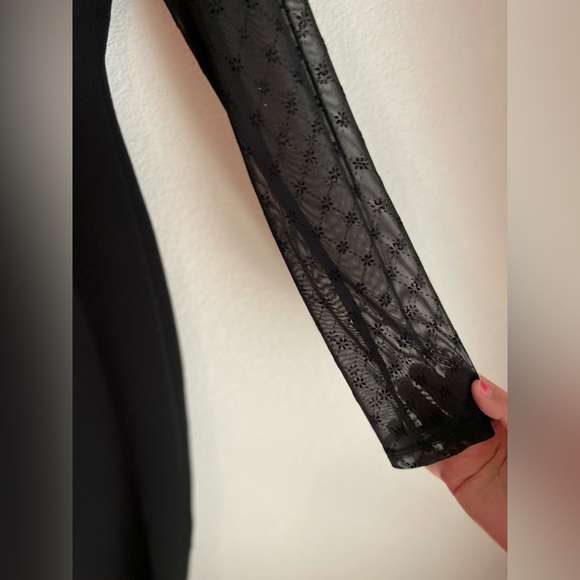 Almost Famous Black Dress with Sheer Long Sleeves size L - Picture 7 of 9